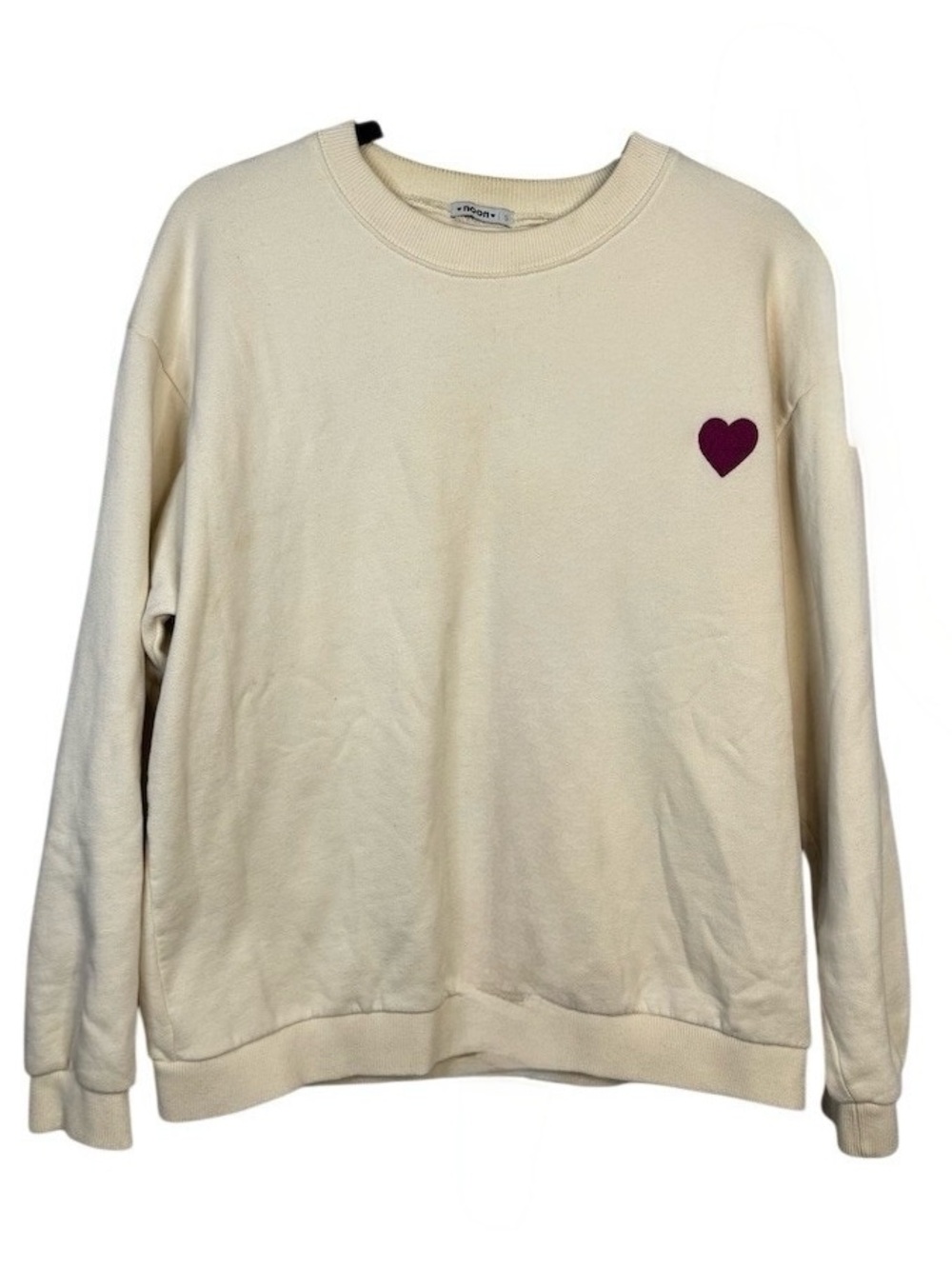 Noon Sweatshirt Womens S Ivory Pullover Crewneck Purple Heart Lightning - Picture 1 of 8